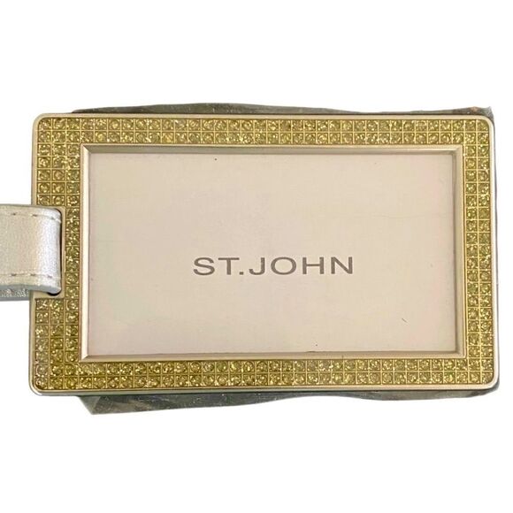 St. John Rhinestone Peridot Green Logo Luggage Tag New NWOT Travel Vacation - Picture 3 of 8